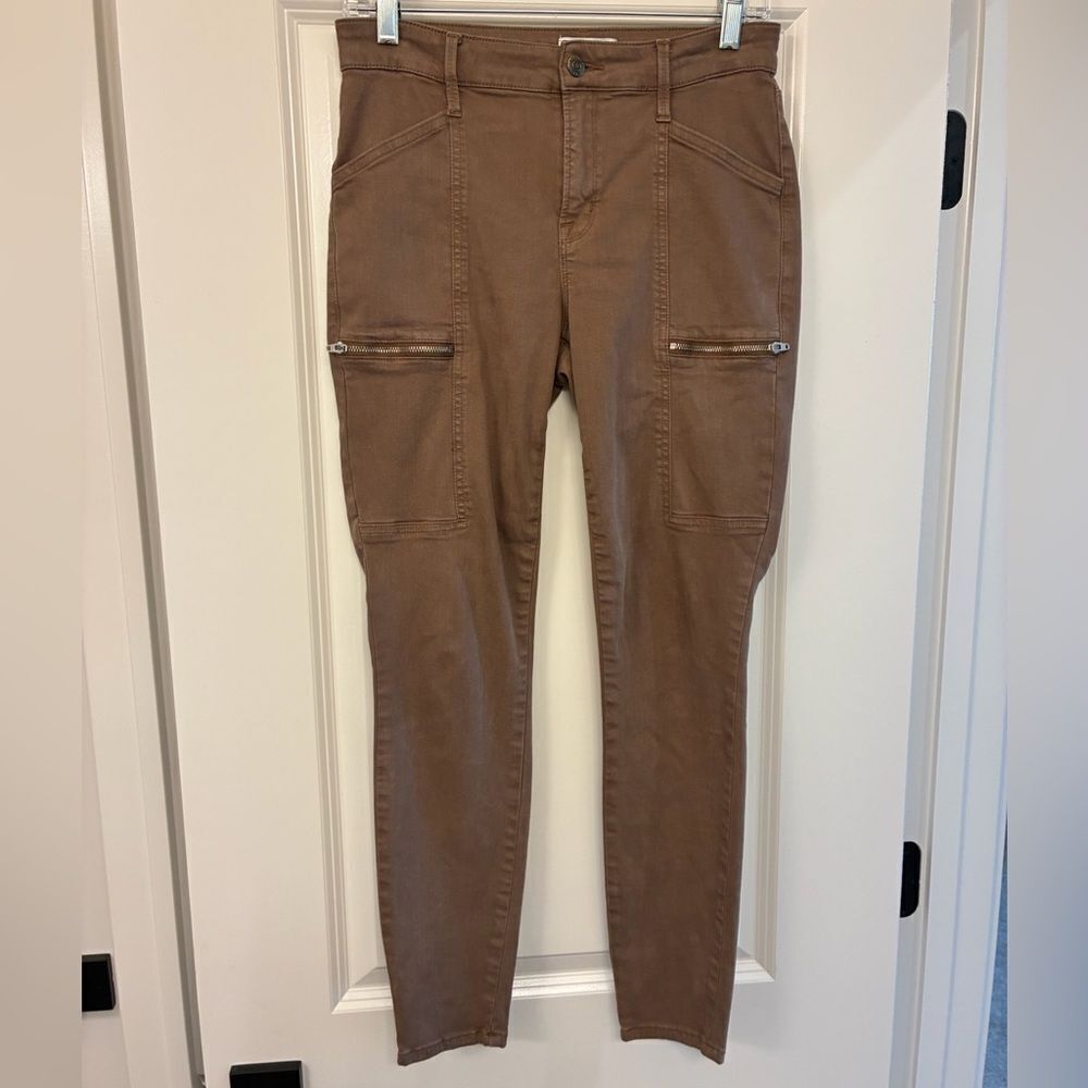 ANTHROPOLOGIE PISTOLA Hannah Cargo Skinny Pants Brown Women’s Size 27